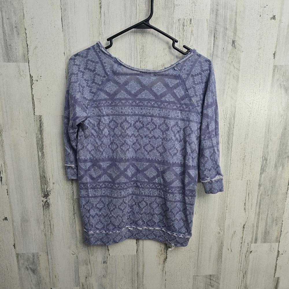 Eyelash Purple Blue Patterned Top Womens Size Large - Picture 5 of 6